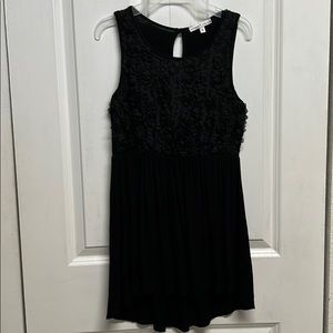 Moa Moa Black Rose Pedal Keyhole Back Tunic Cami Tank Top Size M